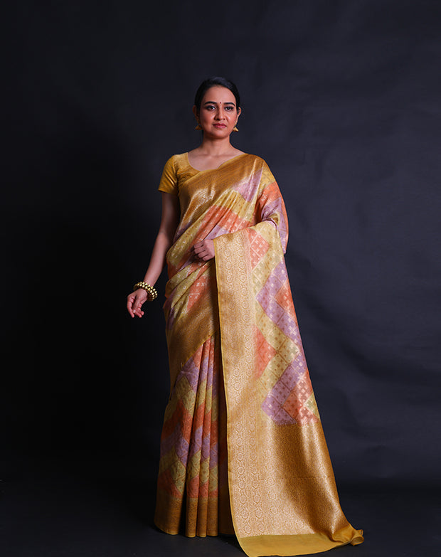 The multi handloom cotton saree woven in rangkhat style with zari sounds absolutely stunning.- BSK010709
