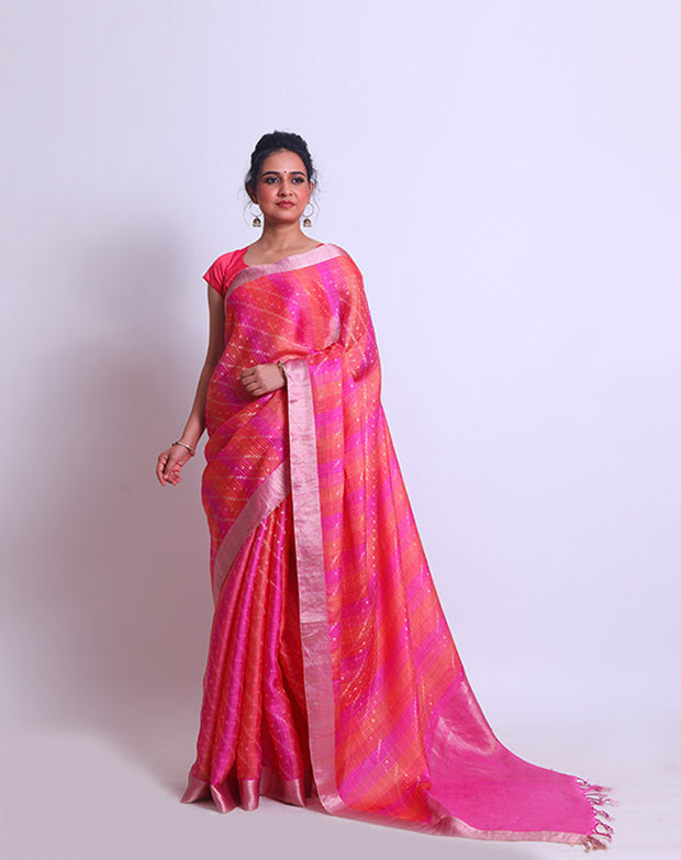 The Pink Silk Kota saree sounds lovely, especially with the silver zig-zag border and pallu - BSK010459