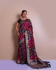 The dark blue blended Banarasi saree with multi-colored thread weaving sounds striking and vibrant - BLN01118