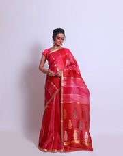 The Pink with Rust Organza saree sounds absolutely stunning, especially with the delicate gold thin border and pallu - BSK0101621