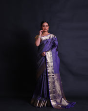 The purple Kanjivaram soft silk saree you've described sounds exquisite.- KSL03072