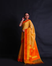 The yellow Banarasi kora saree you described sounds exquisite and vibrant.- BSK05679