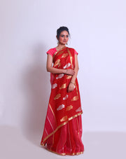 The Pink with Rust Organza saree sounds absolutely stunning, especially with the delicate gold thin border and pallu - BSK0101621