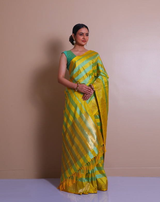 The mustard Banarasi silk Handloom saree you described sounds absolutely breathtaking! - BSK09387