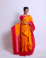 The Mustard South Silk saree with buttis all over the drape sounds absolutely charming - KSL03155