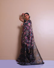 The black Tussar Phulia colourful digital printed saree you described sounds exquisite - PTS05299