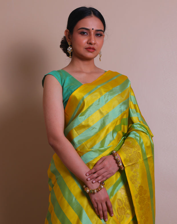 The mustard Banarasi silk Handloom saree you described sounds absolutely breathtaking! - BSK09387