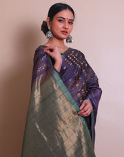 The dark mauve soft silk saree with zari triangles woven all over the drape sounds absolutely mesmerizing. - KSL03115