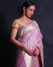 The pink Khadi georgette Banarasi saree you described sounds elegant and refined.- CHG04041