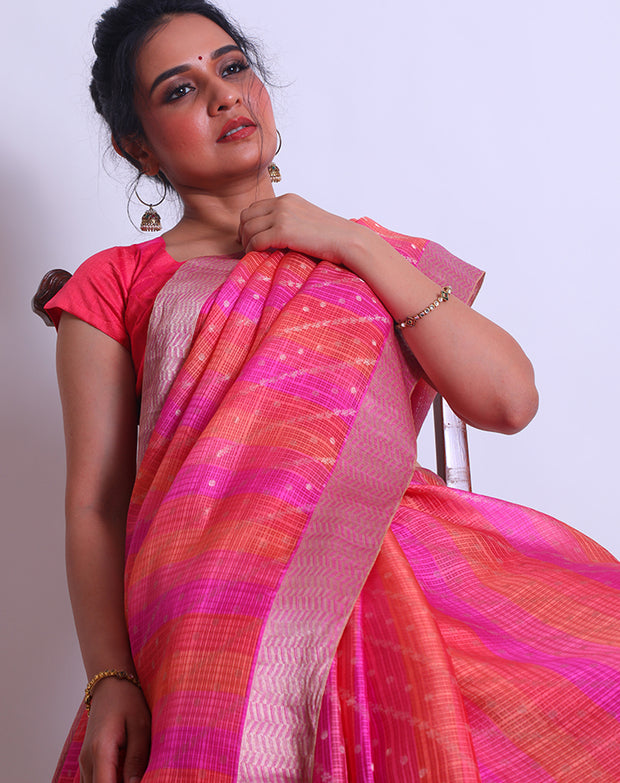The Pink Silk Kota saree sounds lovely, especially with the silver zig-zag border and pallu - BSK010459