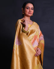 The multi handloom cotton saree woven in rangkhat style with zari sounds absolutely stunning.- BSK010709
