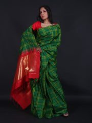 Signoraa Green Kanjivaram Silk Checks Saree – KSL02576